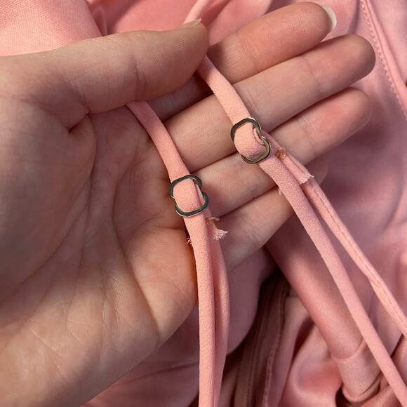 Lucy in the Sky Cutout Chiffon Dress in Coral Pink Size M Party Flirty Ruffle - Picture 10 of 10